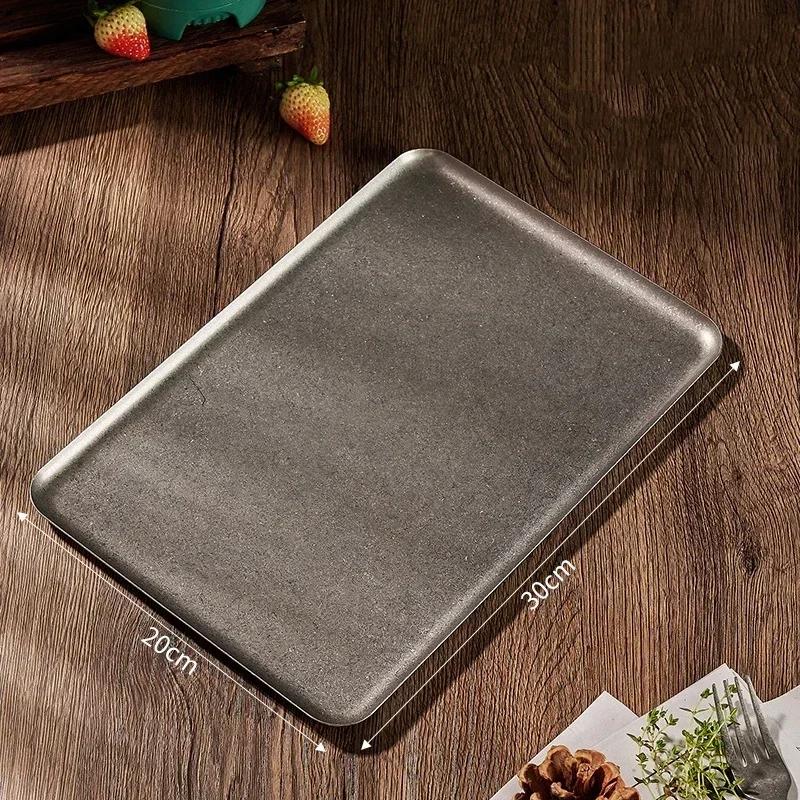 3pcs Vintage Stainless Steel Snowflake Tray-Rounded Edge Serveware for Steak Dessert Grill with Artisanal Craftsmanship