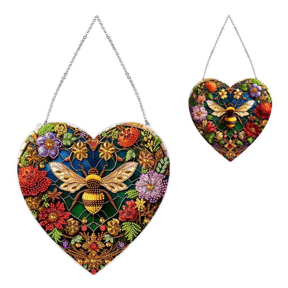 Stained Glass Animal Rhinestone Diamond Art Window Pendants Suncatcher Diamond Painting Art Pendant for Garden Window Decor