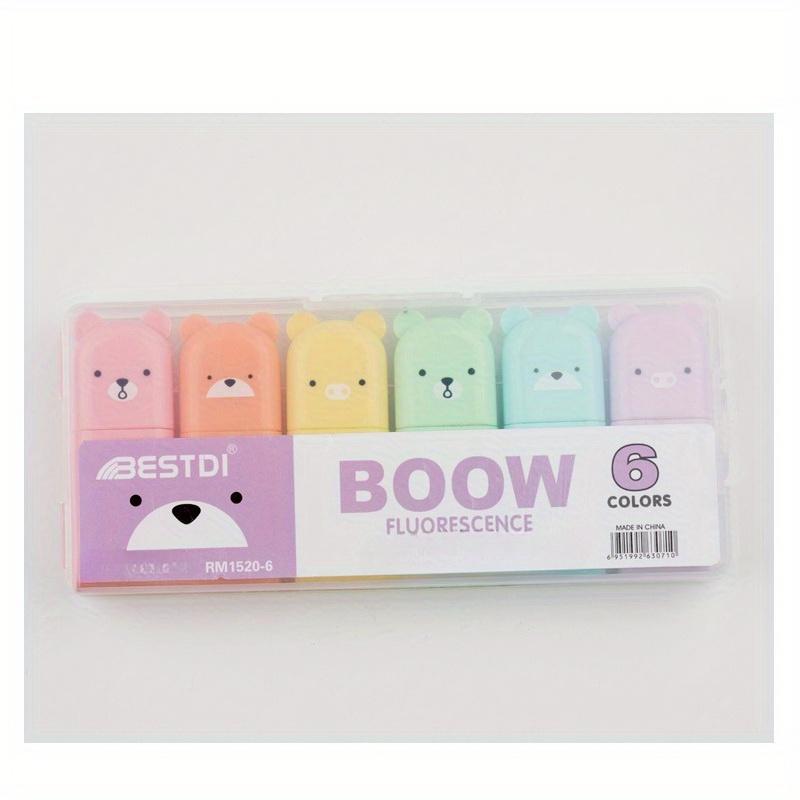 

6 шт. мультяшный медведь цветной маркер-маркер набор 1-3 мм скошенный кончик точечный лайнер для рисования инструменты для подсветки школа