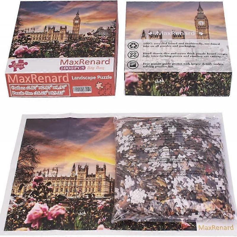 Big Ben Jigsaw Puzzle 1000 Pieces for Adults London Famous Landscape Puzzle Home Wall Decoration Toy Challenge Game Gift