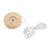 LED Light Base USB Interface Oak Wood Material Round 2cm 0.8in Thickness Glowing Decorative Display Lamp for Home 5V