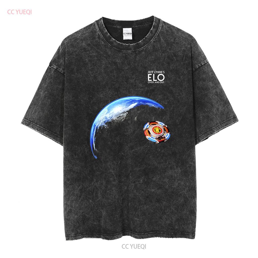 Jeff Lynne S Elo Over And Out Electric Light Orchestra World Spaceship T Shirt Vintage Washed Streetwear Versatile Breathable