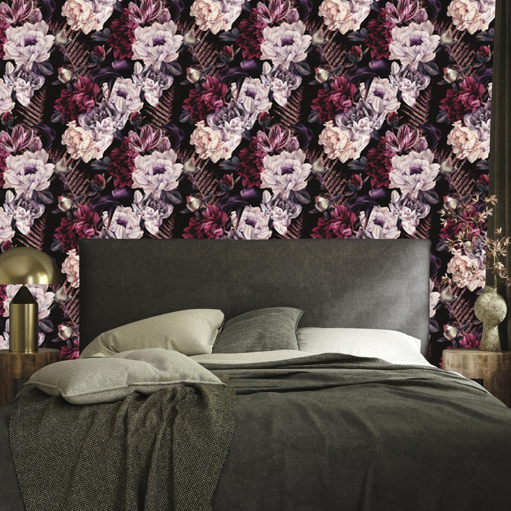 Wallpaper Flowers In Dark Colors for Living Room and Bedroom 50x1000