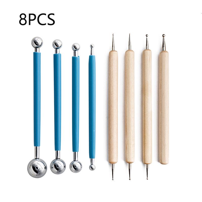 8-Piece Pottery & Polymer Clay Tool Set - Stone, Clay, Dotting Pens