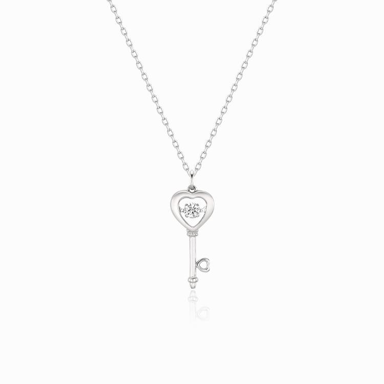 Minigold Silver Heart Key Dancing Necklace Mnm14981