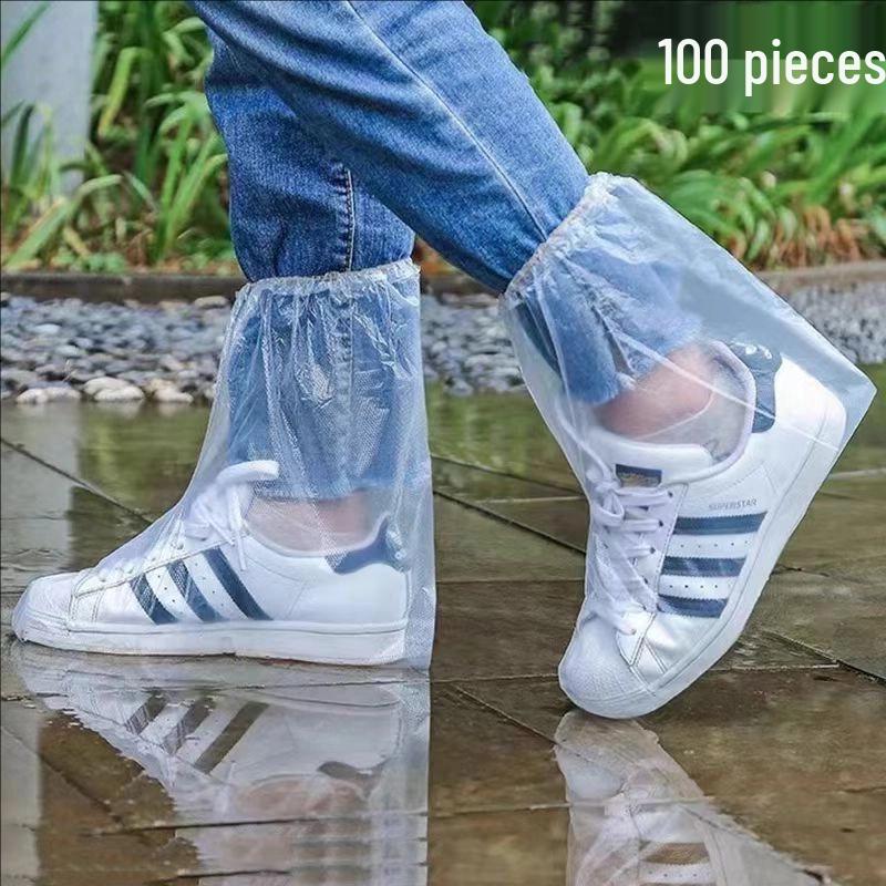 Waterproof Non-Slip High-Top Rain Shoe Covers for Men, Women, and Kids – Thick and Transparent for Rainy Days.