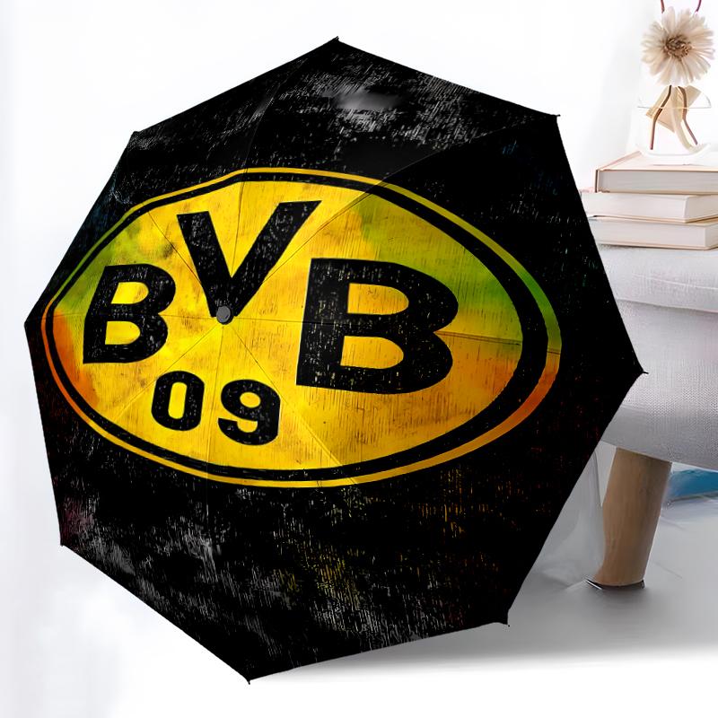 Bedruckter Borussia Dortmund Bedruckter Faltregenschirm, Outdoor-, Freizeit- und Reise-Regenschirm, Strapazierfähiges Schirmgewebe, Geburtstags- und Feiertagsgeschenk
