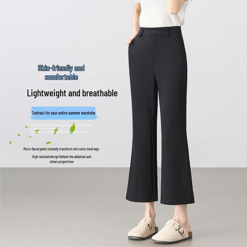 HSTYLE Women s High-Waist Slit Cropped Flare Pants M