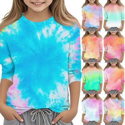 Children's 3/4 Sleeves Printed O-neck Top Everyday Casual T-shirt