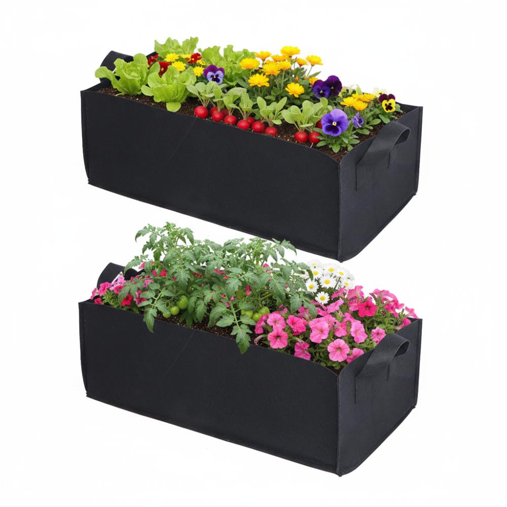 2PCS Durable Rectangle Plant Grow Bag With Handles Reusable Grow Bag Portable Foldable Plant Bag Urban Gardening