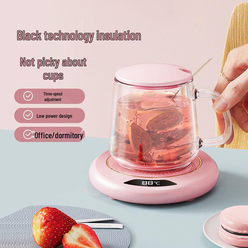 Three-Level Adjustable Temperature Cup Warmer with Insulated Coaster - 55 Degrees Constant Heating.