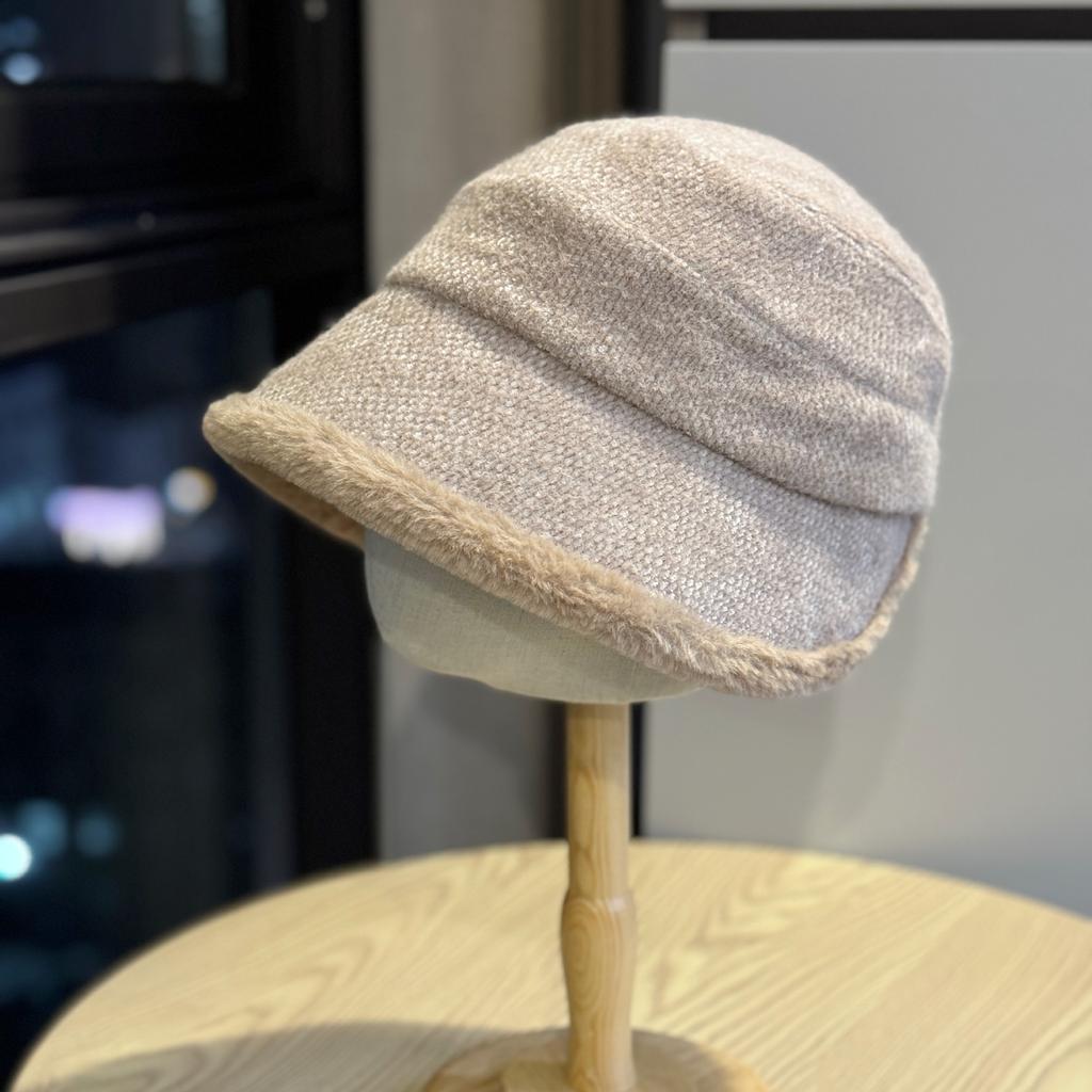 Fisherman Hat Women's Autumn and Winter Versatile Basin Hat with Velvet and Thick Cold Proof and Warm Bucket Hat Without Makeup