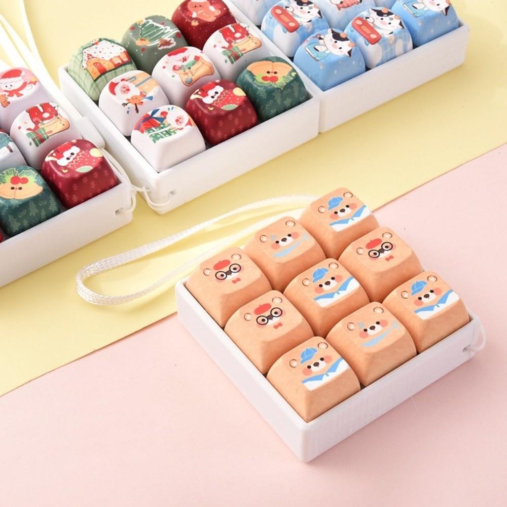 9-Key Keycap Fidget Keychain Creative Keyboard Clicker Toy Keyring Christmas Gift