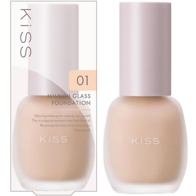 Milky Glass Foundation 01 Shell 30g Covers Uneven Color and Pores Contains Serum Ingredients SPF34/PA++