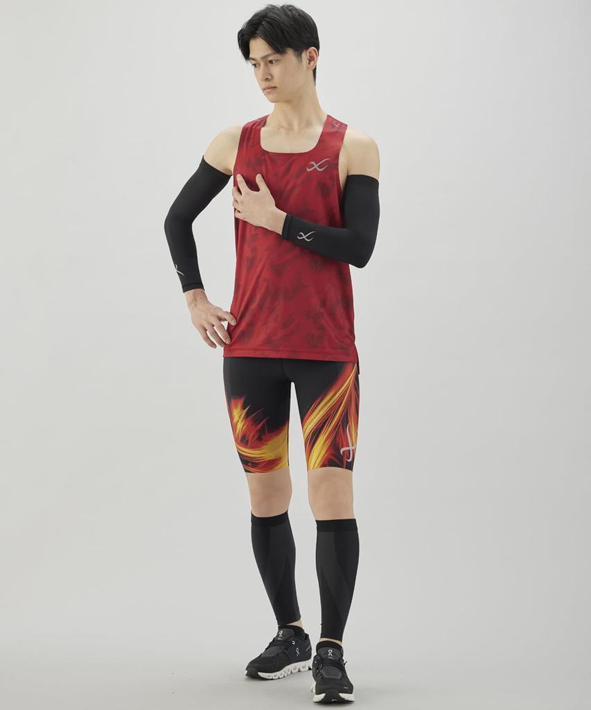 Lightweight Running Sleeveless Tank Top with Square and RE CW-X/Wacoal Men's Shirt, Neck, Moisture-Wicking Quick-Drying (Main Unit) DLO180, Men's