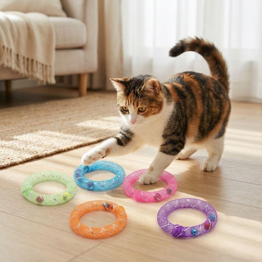 5Pcs Bouncing Spring Cat Interactive Grid Tube Bell Sounds Spring Cat Toy Indoor Outdoor