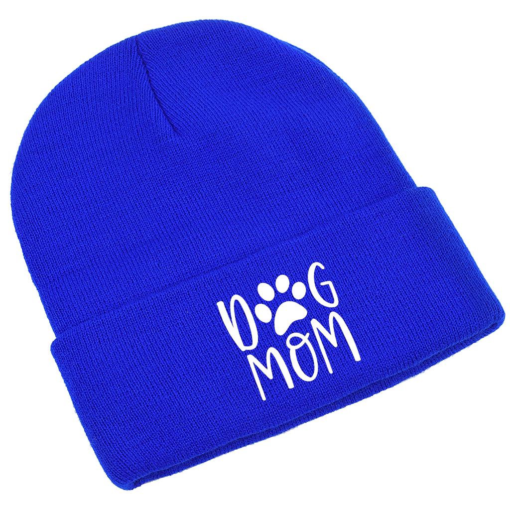 DOG MOM Print Winter Hats Unisex Warm Knit Hat Beanie Hats For Man Leisure Simple Knitted Cap Beanie Ideal Choice For Hiking