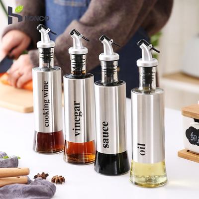 Stainless Steel Leak-Proof Soy Sauce Vinegar Oil  Cruet Storage Dispenser Seasoning Storage Glass Bottle Kitchen Gadets