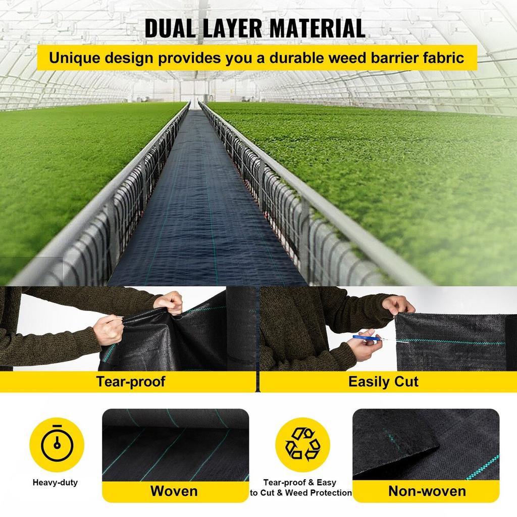 Garden Weed Barrier Fabric, 5.8 OZ Heavy Duty Landscape Fabric, 4ft x 100ft Weed Block Control for Garden Ground Cover, Woven Geotextile Fabric for