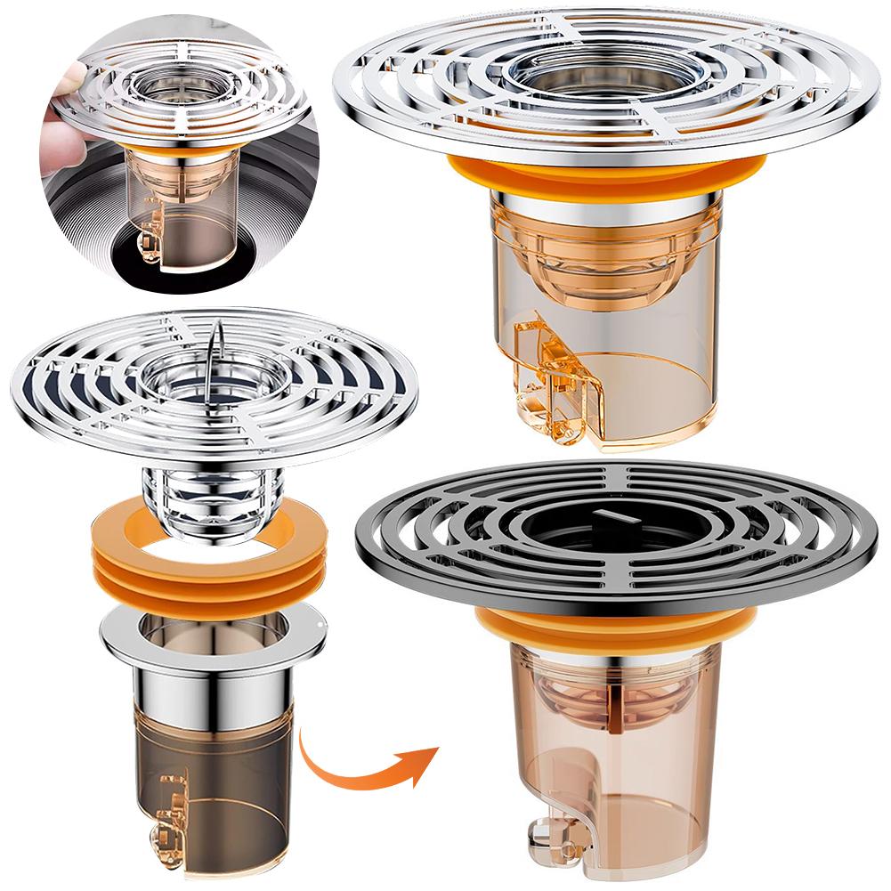 Magnetic Self-Closing Odour Trap Shower Floor Drain ABS Hair Strainer Floor Drain Odor Stopper for Kitchen Bathroom Drain Outlet