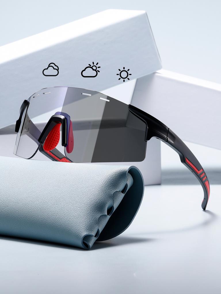 Farbwechselnde Sonnenbrillen für den Radsport, winddichte Outdoor-Sportbrillen, rutschsichere Schutzbrillen mit Sekundärspritzguss, großer Rahmen, 9061