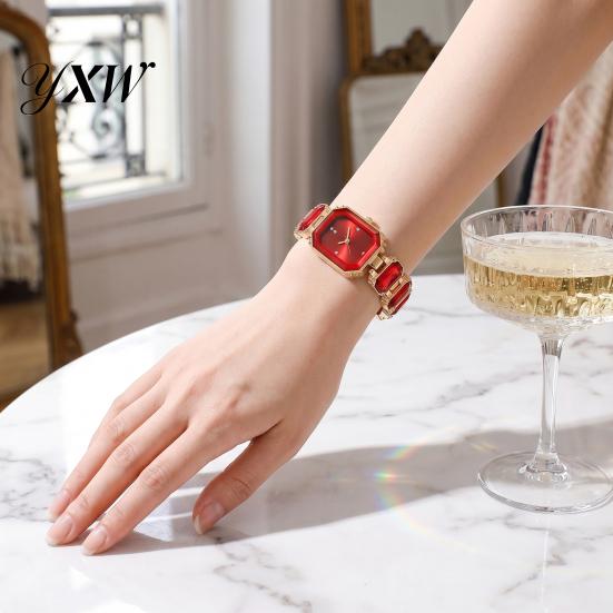 Date Night Uhr für Damen Armband Quarz Funkelnder Strass Rechteckiges Zifferblatt Faux Diamant Armbanduhr Elegante Schmuck Uhr