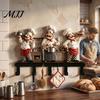 Decorative Chef Figurine Rack Metal Kitchen Wall Hanger with Chef/House/Gnome/Train Elements, Hanging Hooks, Organizer Mounted Storage for Utensils