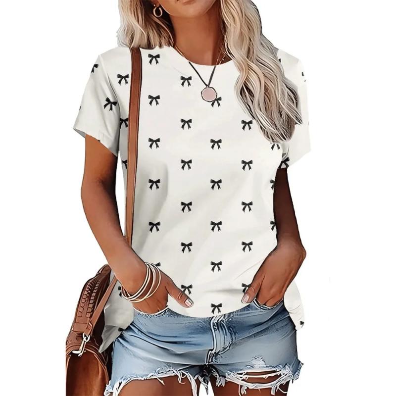 Fashion Women's Crew Neck Short Sleeve 3D Casual Color Printing Casual Short Sleeve Crew Neck T-Shirt
