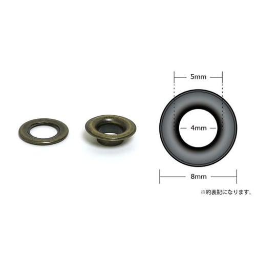 Nippon Himobutton Boeki Single-Sided Eyelets #200, 4mm Hole, 200 Pairs, Nickel, F5-302