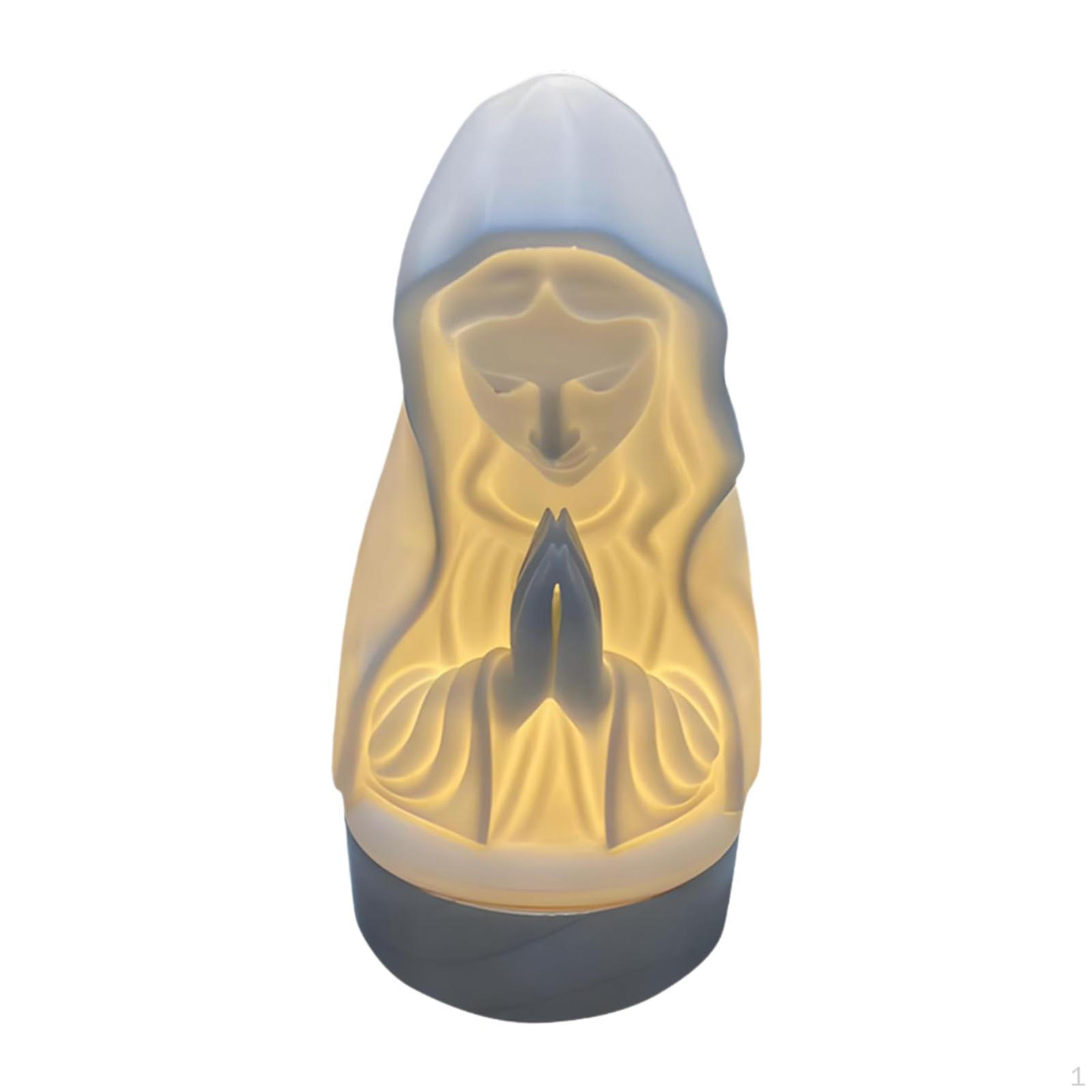 

Mary Lamp Desk Light White Ornament Decoration Gift Religious Statue Figurine for Christmas Home
