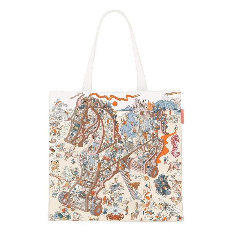 Printed Canvas Bag Women's Hand Bag Large Capacity Student Tutoring Shoulder Bag