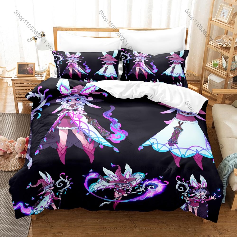 Soulfire Demons Themed Bedding Set, Duvet Cover & 2 Pillowcases, Fiery Demon Pattern Breathable Fabric All Season Use