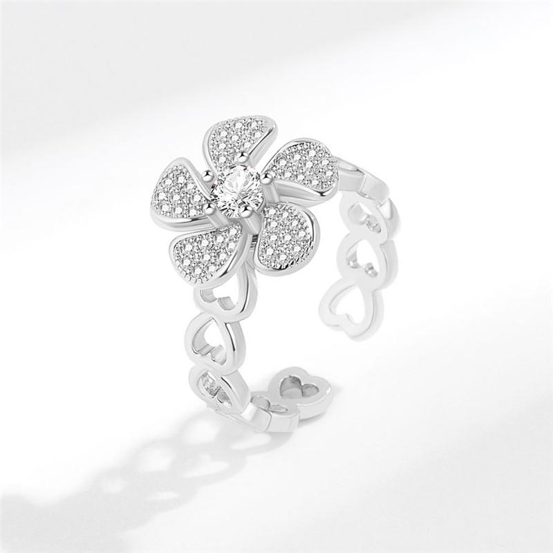 Fidget Spinner Ring Angst für Frauen Kristall Blume Auge Stern Mond Planet Ringe Drehen Anti Stress Verlobung Schmuck