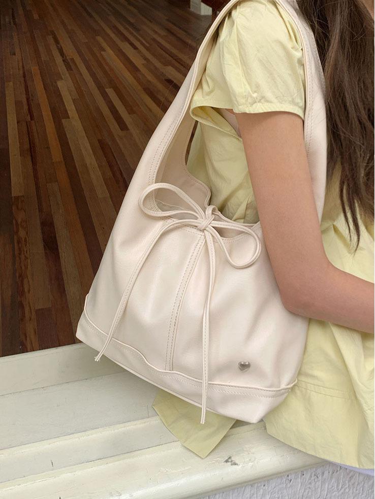 2025 Korean Versatile Women's Tote: Casual, Large Capacity Shoulder Bag with French Bow Design