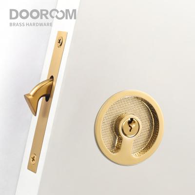 Dooroom Messing Schiebetürgriff Türschloss-Set Küche Badezimmer Holztür Modern Eingelegt Super Dünn Glänzend PVD-Gold Mattschwarz
