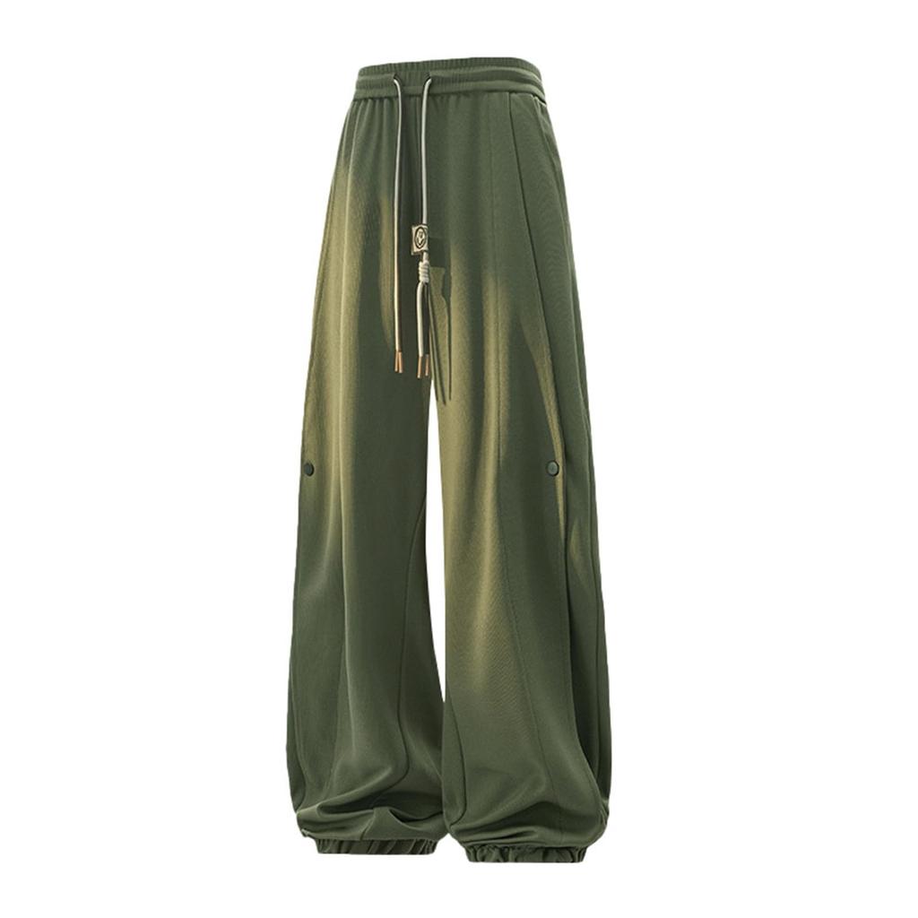 Men's Versatile Casual Wide-leg Drawstring Pants With Pockets