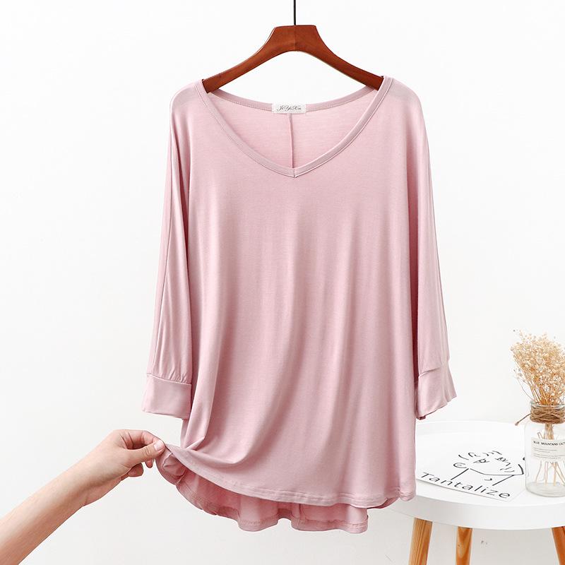 

Женская рубашка большого размера свободного кроя с V-образным вырезом и рукавами летучая мышь для весны/лета Extra Large