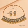 Vintage Ethnic Inlaid Colorful Crystal Stone Daily Outfits Party Accessories Statement Necklace Earrings Jewelry Gift