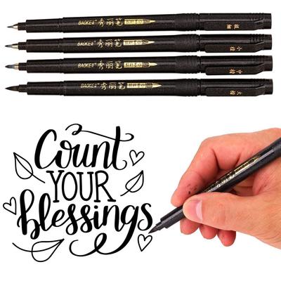 Penna per calligrafia 4 pezzi Punta fine media a pennello per scritte a mano Disegno Scrittura firma art A6806
