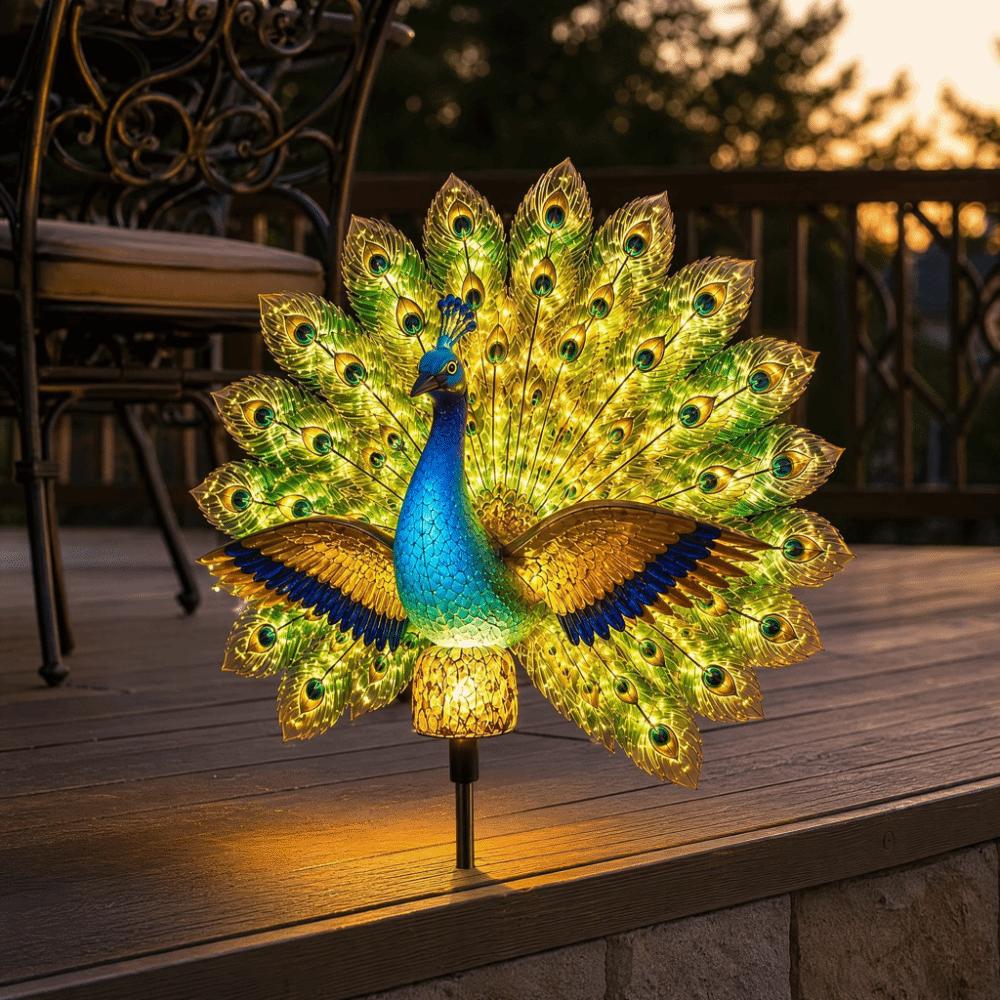 Waterproof Solar Garden Lights Energy Saving Outdoor Statue Peacock Solar Stake Light Auto Activation Decorative Stake