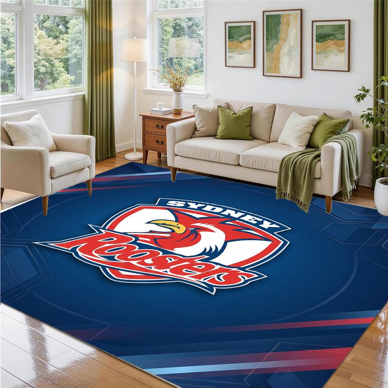 Sydney Roosters Design Crystal Velvet Rug Soft Decorative Mat for Bedroom Entrance