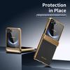Custodia in Pelle con Motivo a Diamante Galvanizzato Per Samsung Galaxy Z Flip 8 7 FE 6 5 4 3 Cerniera Protezione Lente Copertura Temperata