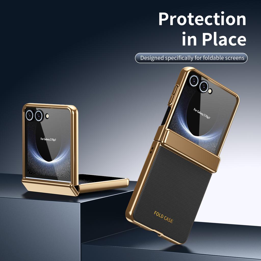 Custodia in Pelle con Motivo a Diamante Galvanizzato Per Samsung Galaxy Z Flip 8 7 FE 6 5 4 3 Cerniera Protezione Lente Copertura Temperata