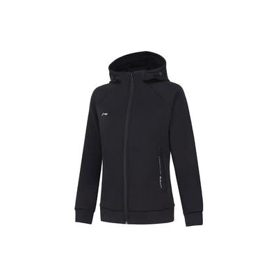Lining Fitness Series Solid Color Hooded Zip-Up Sports Hoodie Women Hoodies Black AWDT984-1