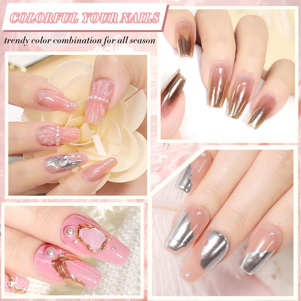 3 Colors Extension Gel Mirror Powder Nail Lamp Top Coat Base Coat Primer Rhinestone Glue Cleaner Nail Art Kit