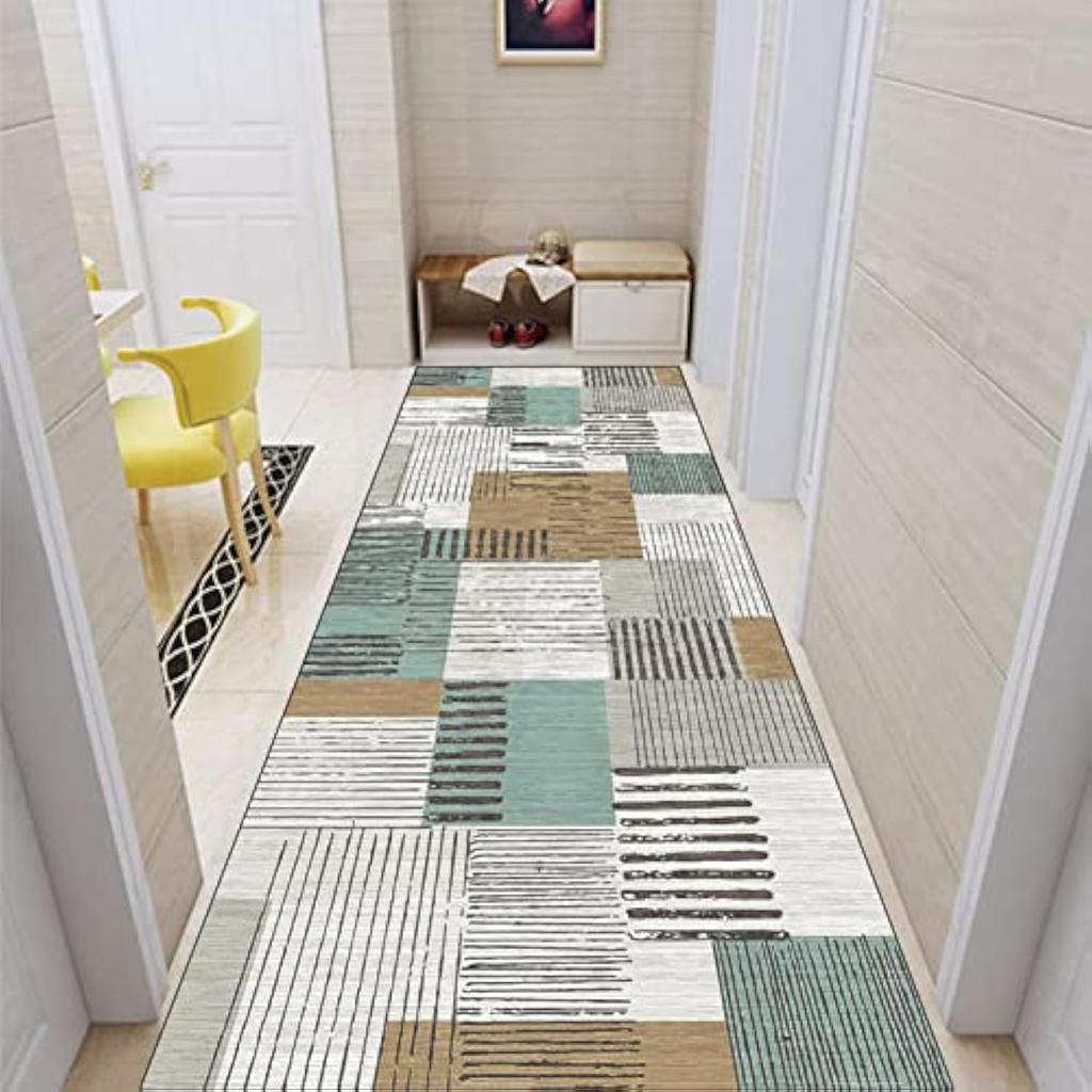 Modern Abstract Geometric Corridor Long Rug Anti-Slip Living Room Rug Bedroom Carpet Home Decoration