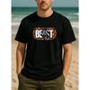 European Sizes "BEAST" Flame Beast Character Cool and Hardcore Summer Fashion T-shirt, Simple and Fashionable Men's Wear