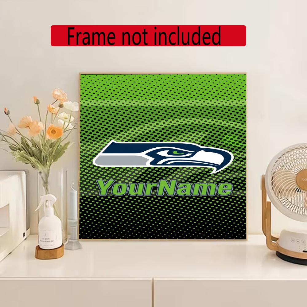 Seattle Seahawks Customize Your Name Diamond Painting Round Diamond Rhinestones Mosaic Diamond Embroidery Wall Paintings Rhinestones Gift Frameless