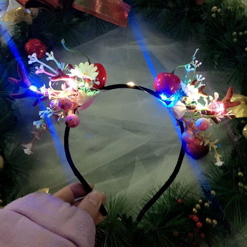 Festive Reindeer Antlers and Berry Cat Ears Headband