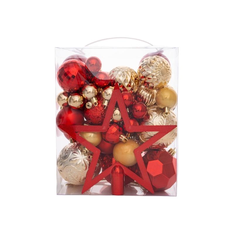 50Pcs Shatterproof Christmas Ornament Set With Plastic Tree Toppers Star For Indoor Outdoors Holiday Decorations